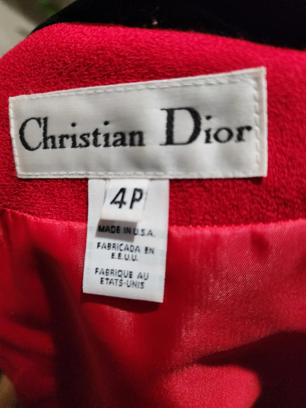 Christian Dior's Red Blazer with Black Velvet Trim Size 4P